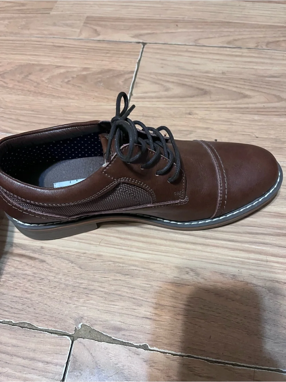 Steve Madden Brown Leather Kids Lace-Up Dress Shoes